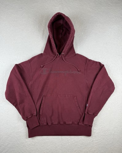 Vintage 90’s Champion Reverse Weave Faded Maroon Hoodie Men’s Medium Made In USA - Image 1