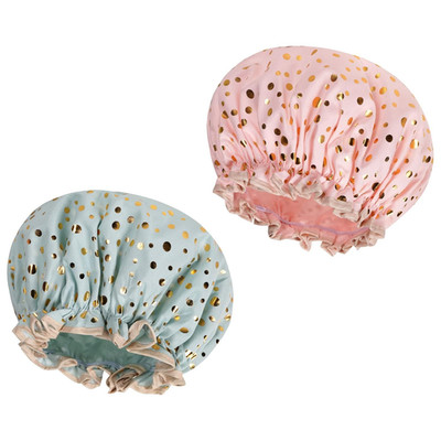 Satin Duschhaube, 2 Stück Wasserdichte Elastische Shower Cap, Wiederverwendbare 