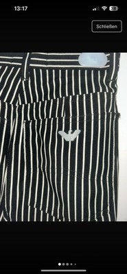 Armani Jeans Hose Schwarz Weiß Gestreift Business Hose Vintage Damen
