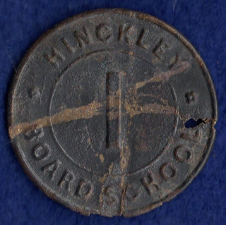 Leicestershire Hinckley School Board Token Bracteate Tinned Brass (Ref. d2057)