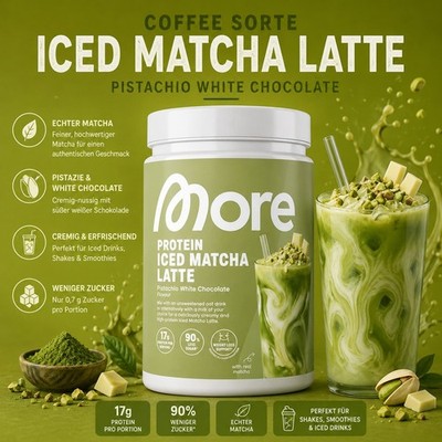 More Nutrition   Iced Matcha Latte   White Chocolate Pistachio   500g OVP