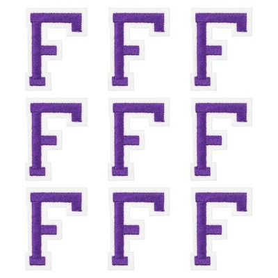 Embroidered Letter Patches 2'' Alphabet F Iron on Patch (Purple, Pack of 9)
