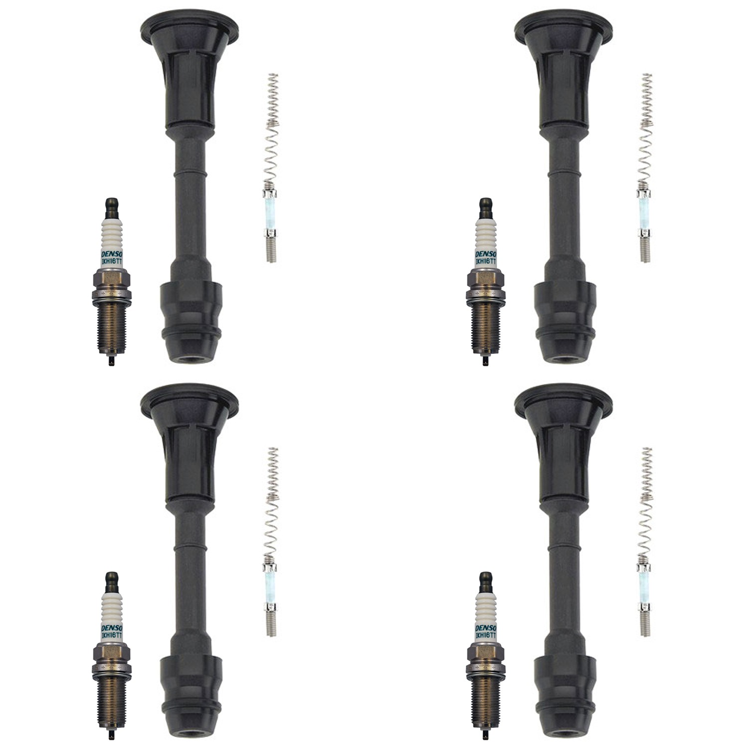 Denso 4 Iridium TT Spark Plugs 4 Coil Boots Kit for Nissan Altima Sentra 2.5L L4
