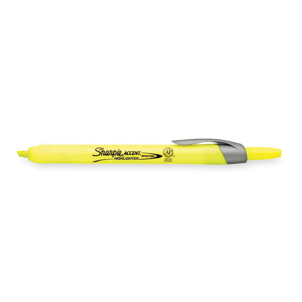 SHARPIE 28025 Highlighter,Retract,Yellow,PK12 1TNG6