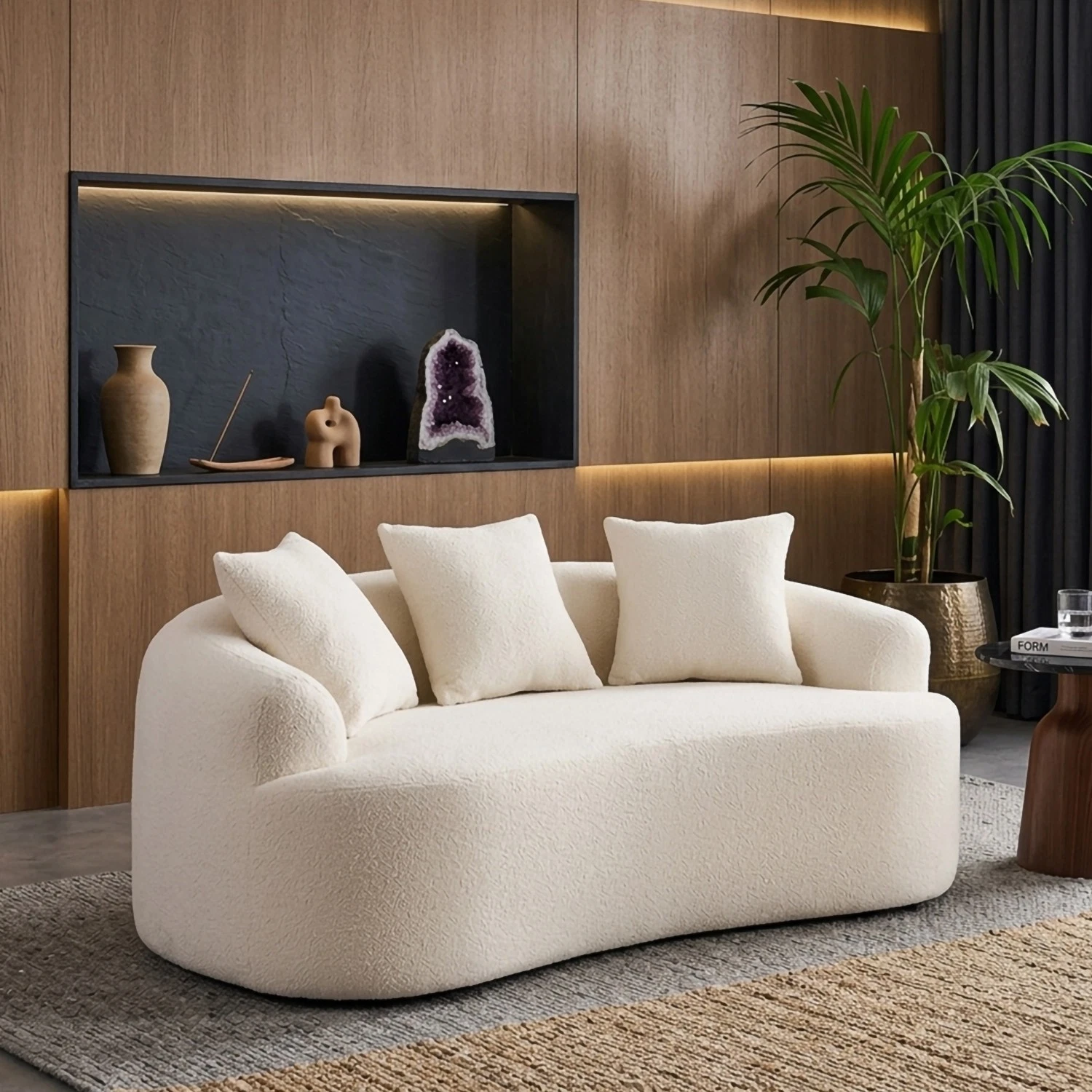 Handmade Curved Sofa White Buckle Cloud Couch Loveseat Modern 65"
Opens in a new window or tab