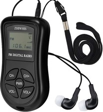 ZHIWHIS Mini Portable FM Radio, Stereo LCD Batteries not included, Black
