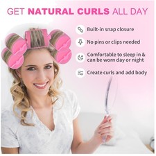 24 Foam Sponge Hair Rollers - Soft Curlers 2" Pink