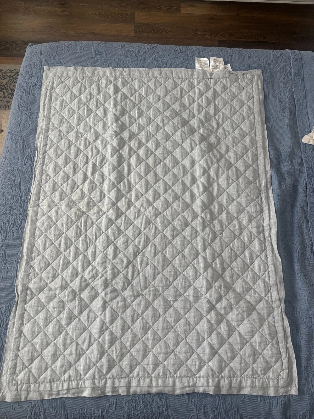 Pottery Barn - Linen Flax Belgian Baby Blanket - Sea Glass (Light seafoam green)