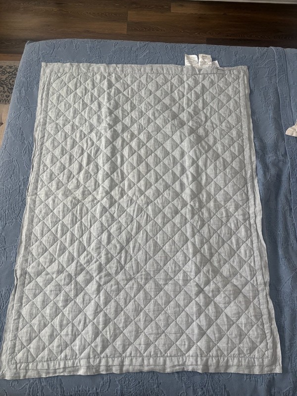 Pottery Barn - Linen Flax Belgian Baby Blanket - Sea Glass (Light seafoam green)