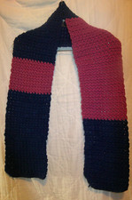 Handmade Crochet Knit Blue and Lilac Winter 55" Long Infinity Scarf