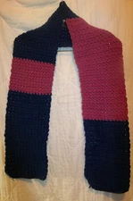 Handmade Crochet Knit Blue and Lilac Winter 55" Long Infinity Scarf