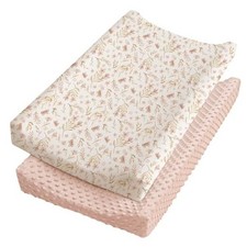 Minky Changing Pad Cover 2 Pack, Soft Minky Dots Plush Pink Spring, Blush
