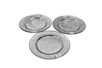 American Atelier Speckled Silver 13'' Glass Charger Dinner Plates Set Of 3 Round