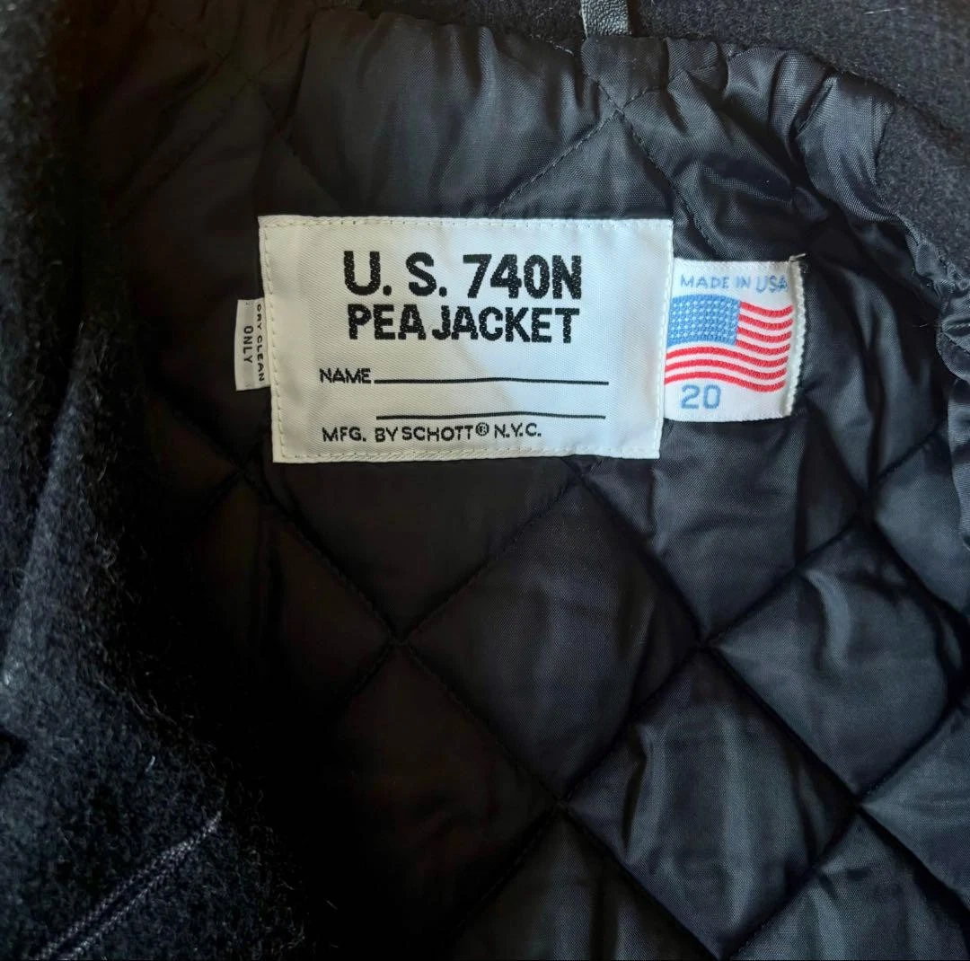 Abrigo SCHOTT U S 740N Pea Lana Negro Hecho en EE. UU. M Auténtico de Japón