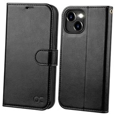 Compatible with iPhone 15 Wallet Case, PU Leather Flip Folio Case with Black