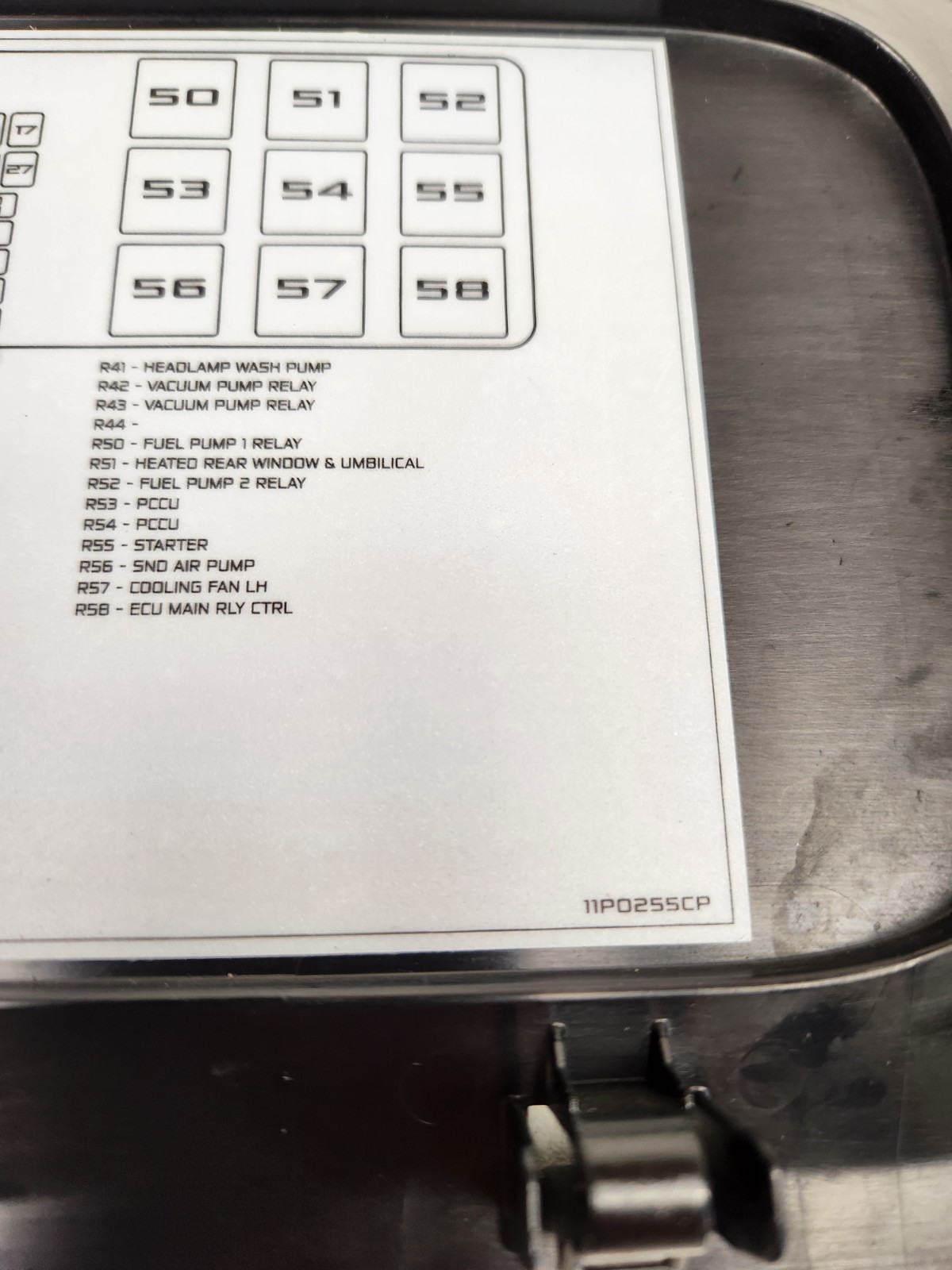 McLaren MP4-12C 2012-2014 Cover plate P/N 11P0255CP