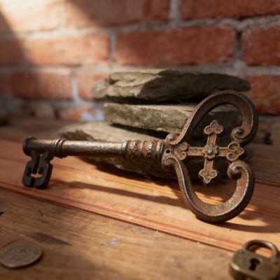10'' Primitive Rustic Style Cast Iron Skeleton Key Wall Hanging...Ships Free!