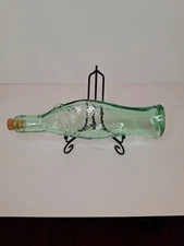 1970s Antinori Soave Italian Green Glass Fish-Shaped Wine Bottle w/ Cork Stopper