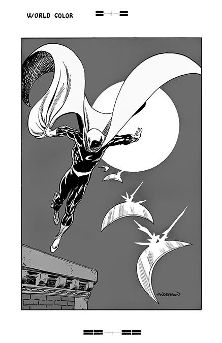 Brent Anderson Marvel Fanfare #10 Moon Knight Large Production Art Pg 32 Mono
