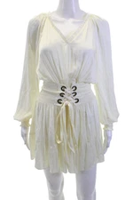 Ramy Brook, Women, Blouson Long Sleeve V-Neck White Dress Bohemian Size XS