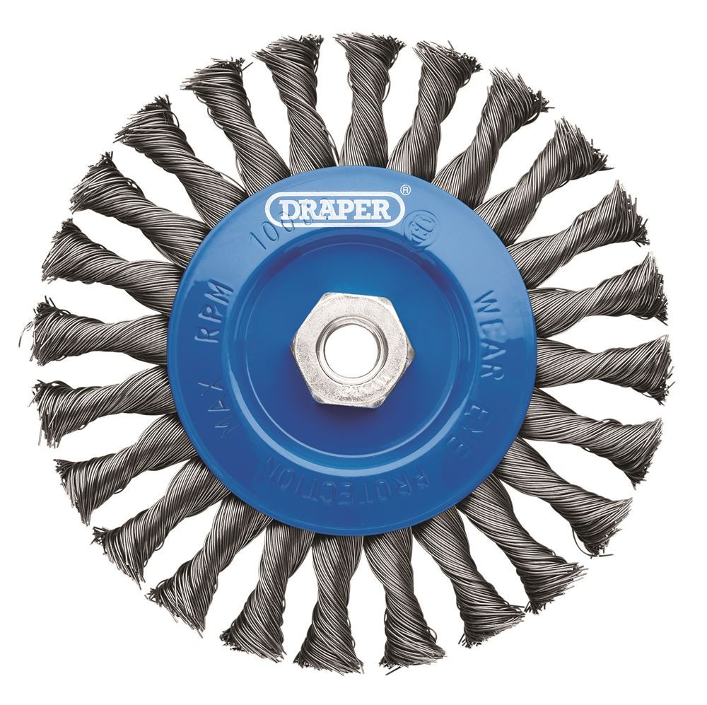 Draper 08059 Steel Twist-Knot Flat Wire Wheel Brush, 150mm, M14 WBW4 Wire Cup Br - Image 5