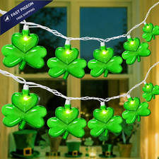 20 LED Clear Green Shamrock String Lights, 12FT St 12Ft, 20LED-Shamrock