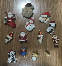 Vintage Lot Of 13 Assorted Christmas Pins