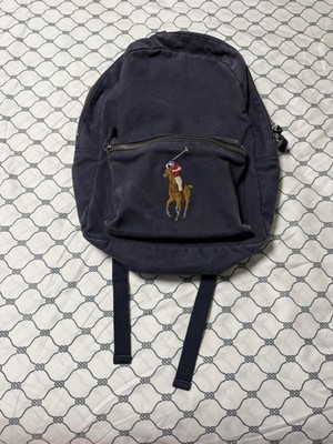 Polo Ralph Lauren Big Pony Canvas Backpack Navy Blue School Travel Bag