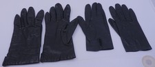 2 PAIRS OF VINTAGE BLACK LEATHER WOMEN'S GLOVES, SIZE 7