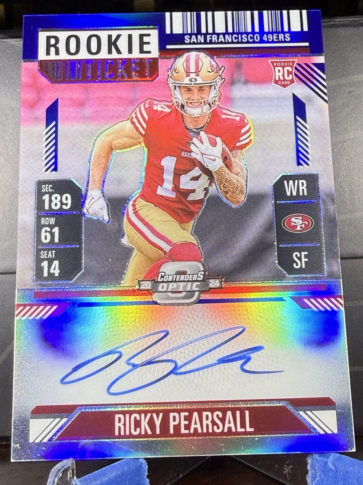 2024 Ricky Pearsall Panini Contenders Optic Blue Auto Rookie Ticket #109 32/75