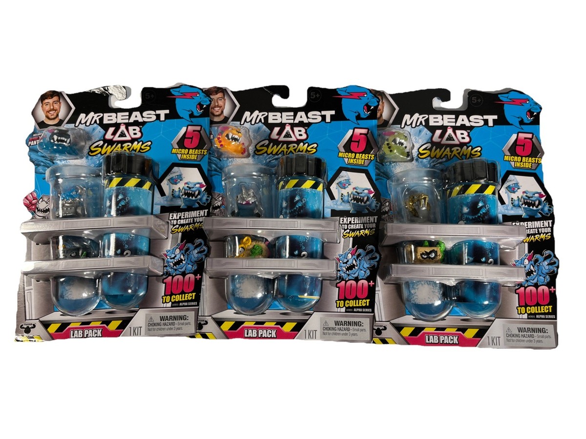 Lot Of 3 Mr Beast Lab Swarms Packs W/ Ultra Rare Panther (15