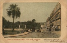 Italy Naples Riviera di Chiaja colla Villa Nazionale Original Vintage Postcard