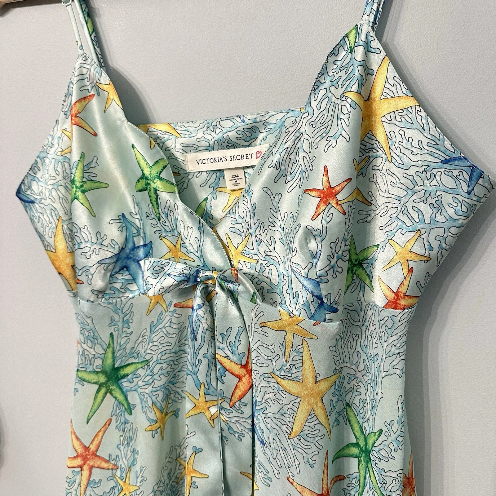 UNDERCOVER Abito Victoria's Secret Y2K blu stella marina stampa corallo slip trasparente setoso medio