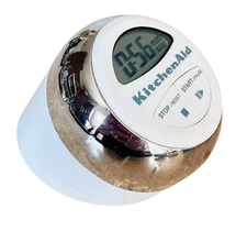 Kitchen Aid Digital Kitchen Timer White & Chrome Cooks Series Tested And Working