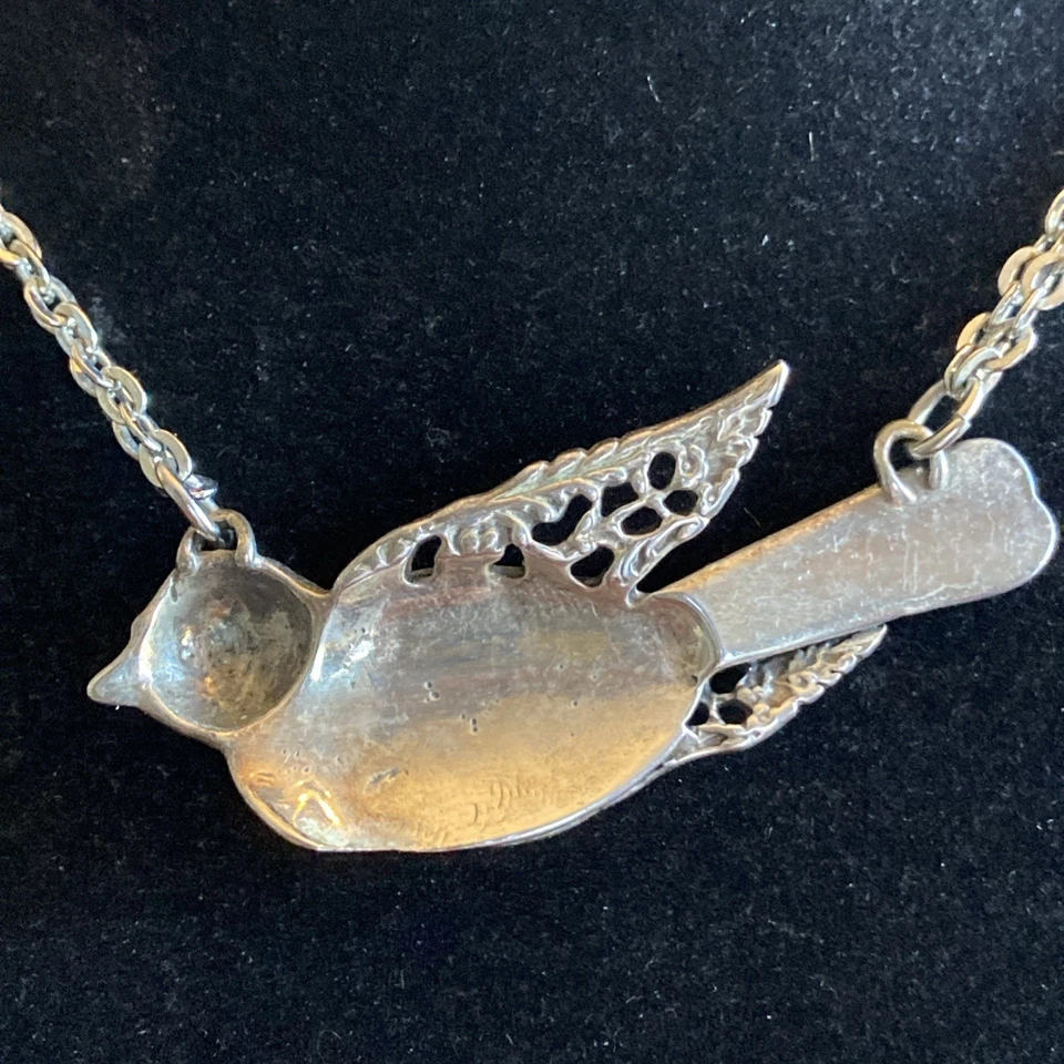 BIRD Spoon NECKLACE-Beautiful & Unique Silver Plate 16” to 19” - Image 3 of 4
