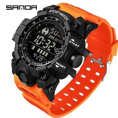 SANDA Men Outdoor Sports Watch Waterproof LED Analog Digital Display Sport NEW