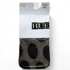 HUE Womens Polka Dot Control Top Tights Size M/L Black