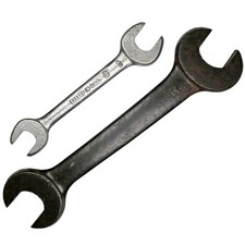 Pair of Vintage Vlchek Wrenches – Shield Logo, 1/2 x 9/16 & 7/8 x 13/16 Sizes