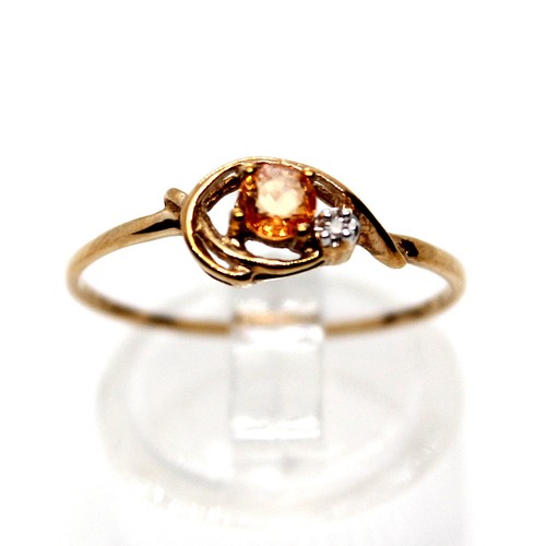 NIGERIAN SPESSARTITE GARNET RING 10KT Yellow Gold .30CT Round Size 8.25 NEW! - Picture 5 of 5