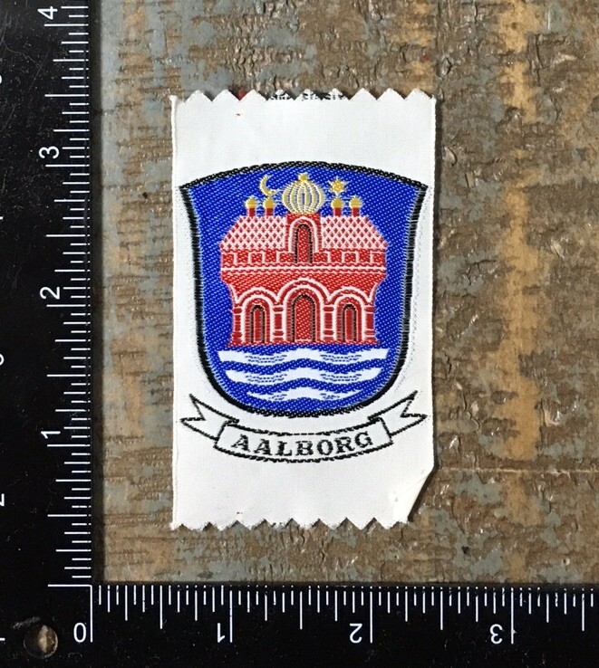 Vintage AALBORG Denmark Coat Of Arms Crest Travel Souvenir Woven Patch