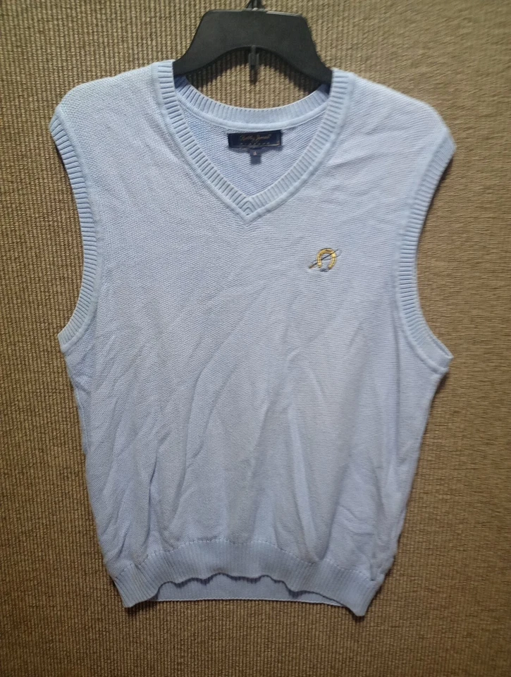 Chaleco Suéter de Golf Bobby Jones Players Para Hombre L Azul Algodón Bordado Foto 4 de 4