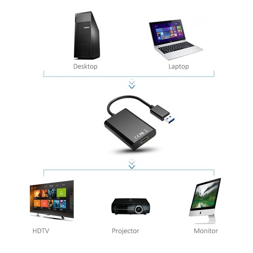 Para PC Laptop HDTV LCD TV Convertidor HD 1080P USB 3.0 a HDMI Cable Adaptador - Imagen 5 de 13