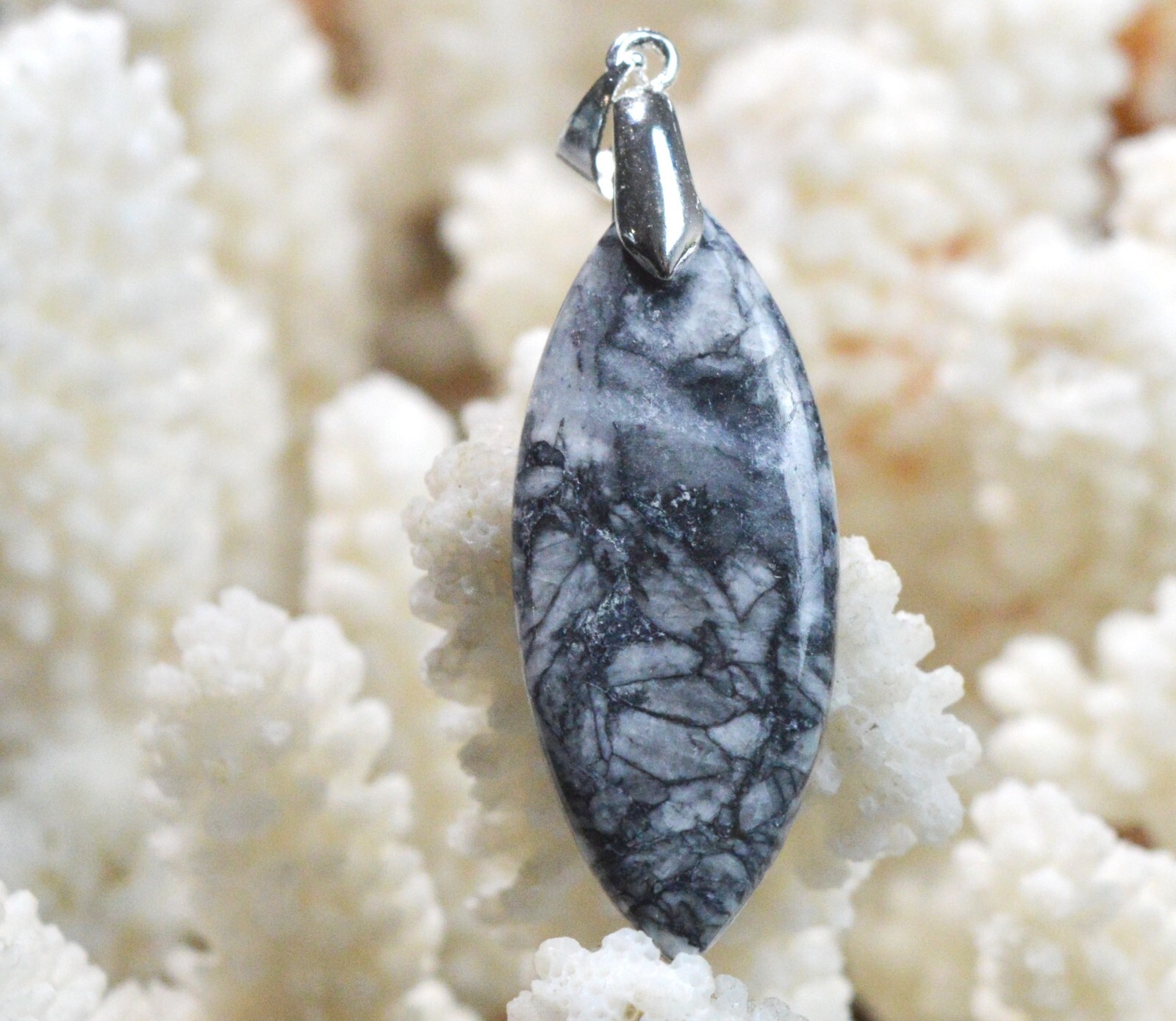 Pendentif pinolite 32 carats, cabochon en pierre naturelle anti-stress