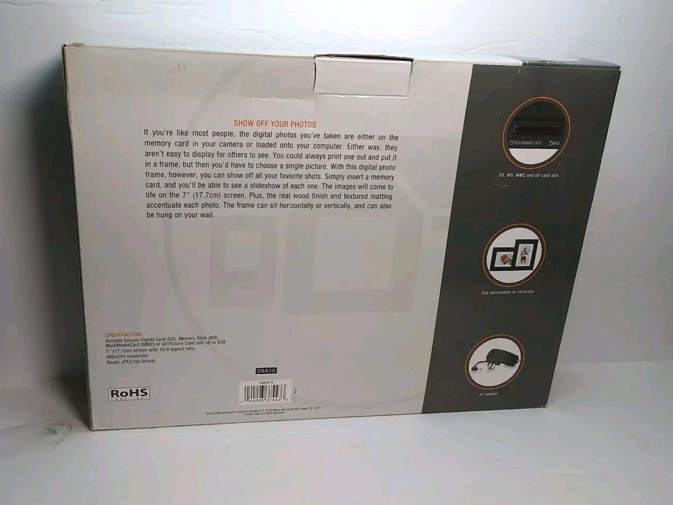 Home 7" Digital Photo Frame 16:9 Ratio Memory Card Real Wood Black (open box) - Image 2 of 2