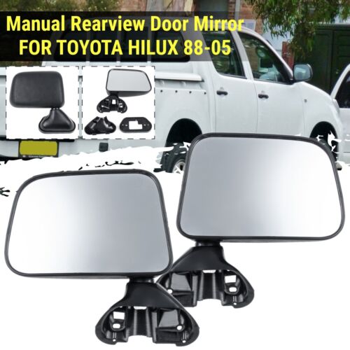 NEW DOOR MIRROR FOR TOYOTA HILUX 1988-2005 (MANUAL BLACK) PAIR - Picture 2 of 8