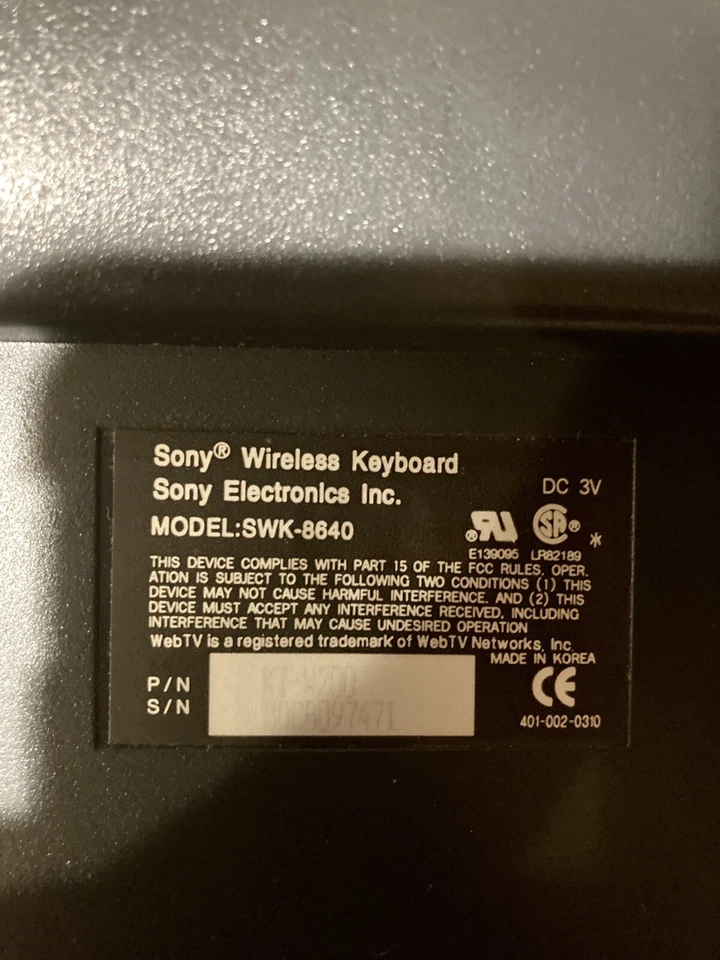 Sony Wireless Mini Keyboard - Model SWK-8640 - Keyboard Only - Image 3 of 3