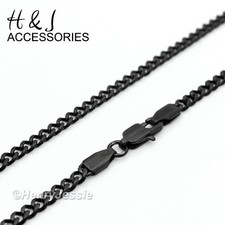16-36"MEN Stainless Steel 3mm Black Plated Cuban Curb Link Chain Necklace AN133