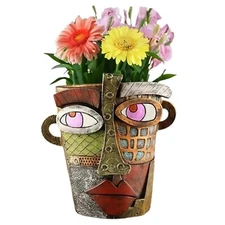 Picasso Brutalist Abstract Beauty Face Flower Pot Ornaments Abstract Face Flo...