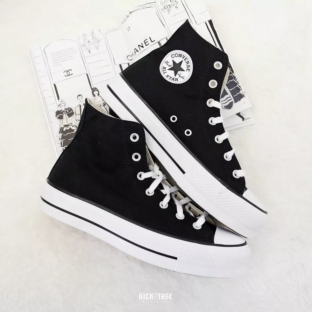 Converse Chuck Taylor All Hi Black White Platform Womens Shoes 560845C |