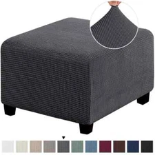 3 Sizes Jacquard Durable Footrest Ottoman Cover Folding Storage Stool Protector